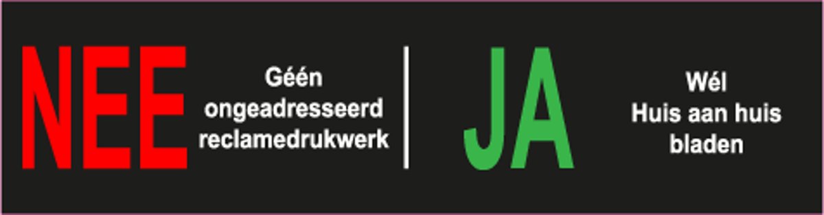 Brievenbussticker | Reclame  Nee | Huis aan Huis Ja